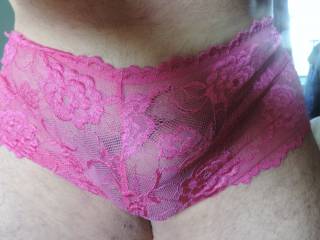 My new lacy, pink, boy short panties