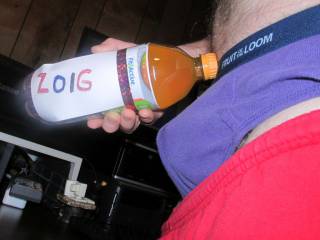 A view of my bulge,underwear wet spot and slight peak at my hair,while holding my beverage.
