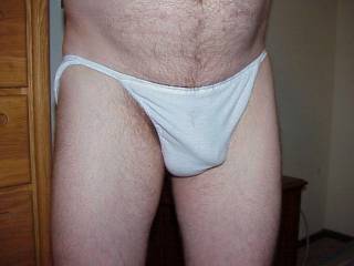 a frontal close up of my white thong...June 05