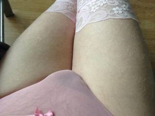 Going to wear pink panties and stockings in secret