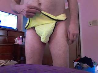 Horny in thong shorts.😏😈