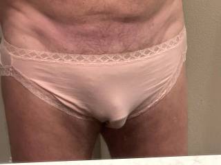 Here is my panty clad small penis.