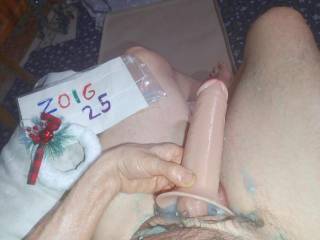 A closer view of my toy playing on my recliner... you can see the base of my dick and the colored lube...TG1 camera was used.