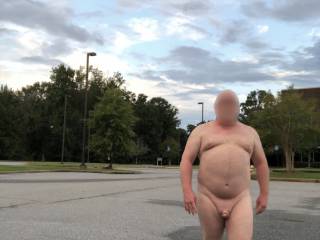 This was taking as I walked over to where my clothes were to get dressed. I started to realize how long I had been naked in the parking lot. I was starting to get nervous that someone might drive up and catch me in all my naked glory!