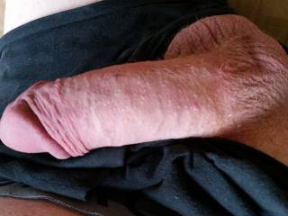 Just lazing on the couch with my thick soft cock out - anyone want to get it nice and hard for me?