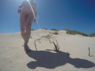 Walking through Las Dunas on Fuerteventura. Love the relaxed attitude to nudity in Spain and the Canary Islands.