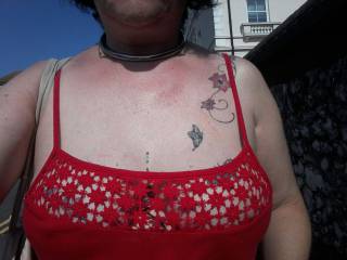 I adore this lace top dress....it slips down SO easily to show of her hard nipples. This is on a shopping trip.