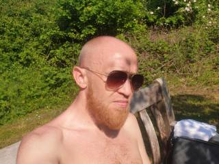 Sitting on the bench in the sun