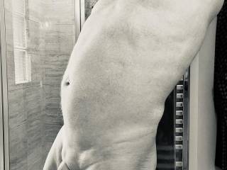 After the morning workout, a shower.