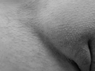Close-up of her tight pussy in black & white