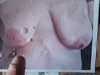 For my friend Al, I ejaculated on the photo of his wife\'s tits.