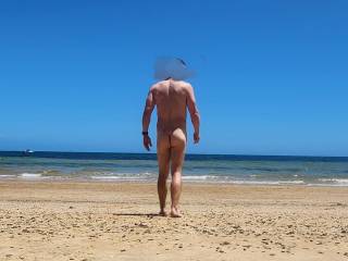 Enjoying our holiday down at the nude beach