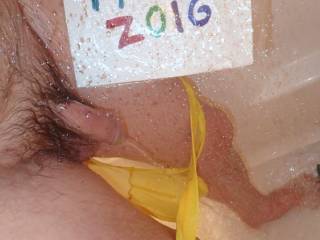 A partial lower body view with my undie pulled down and thus revealing my dick during a shower...TG1 camera was used.