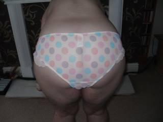 close up of my arse in polka dot panties