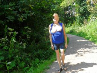 Hi all
been away a while, it is so very annoying when you are taking a relaxing walk in the sun, and your boobs fall out.
dirty comments welcome
mature couple