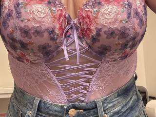 Love when she wears this purple one under her clothes