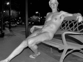 More of my playful nude self-portraits in public places, here on main street (Kansas Avenue) in Topeka, KS
