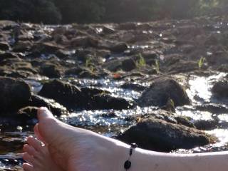 taking some pics at the creek again and hubby caught this one in a resting moment during our photo shoot...who has a foot fetish and would want to walk up on this photo shoot?
