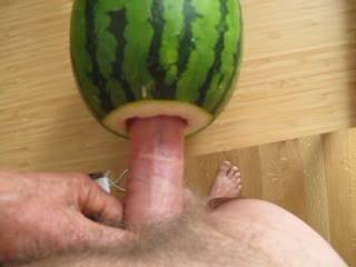 trying again to introduce my dick into a juicy melon .... any takers want to suck the juices out?
