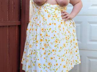 This pretty Spring weather means I can go out in a dress like this, and going out in a dress like this, of course, means I\'ll be flashing my titties! 😘