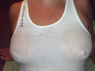 Very sexy wet tshirt, I would love to suck and nibble on your nipples.