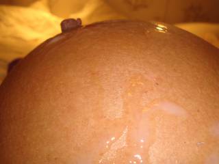 Closeup on my cumdrained nipple