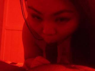 This cutie was just too eager to get down and blowing