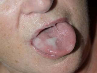 My cum unloaded on to her tongue before she swallowed.