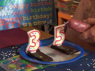 For Dijon's birthday? I decided to whip up a batch of Cumcake. My specialty!