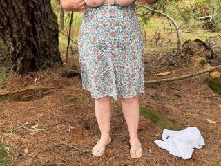 Out in the bush, my nipples are hard and ready for attention.