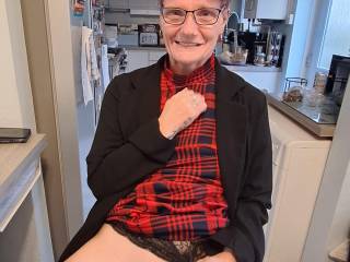 Teasing hubby with a pussy flash . Got a quick licking for my trouble