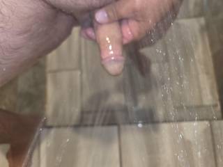 Head-on in the shower...spraying directly into my tip and cumhole feels TANTALIZING!