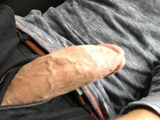 On my way home after work I got so horny I had to stop and playing with my hard dick in my car ;)