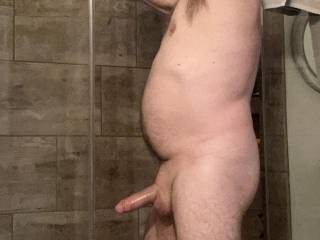 Mr A fixing the shower door after we broke it!