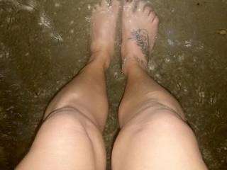 Love feeling the ocean water on my feet on the beach at night.