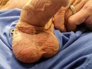 Hubby\'s cock is clean and shaven for your fun as I watch.