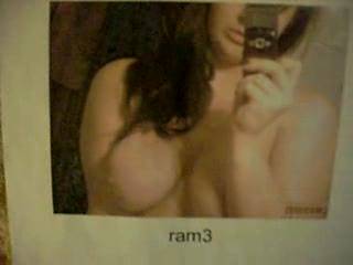 Fulfilling ram3's request. Her tits pic gets painted with my hot load. I hope you enjoy it hun!