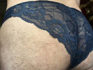 Wifes lacy blue panties x