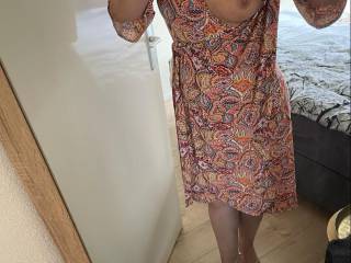 Trying on a dress hubby got me for our summer trip and thought I\'d show him what was waiting for him when he got home as a reward