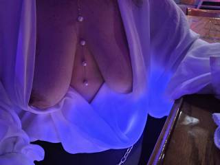wife tits popping out in the bar