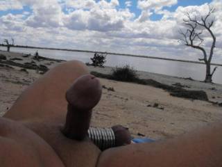 Lazing around at Lake Bonney with an erection enjoying the view with others