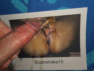 Milking out more of my cream onto Mrs. Boomshaka15\'s spread open pussy  >:)