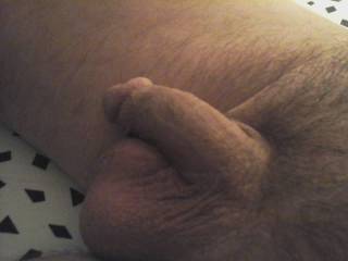 His soft dick and big balls while resting last night.