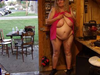 this is her first time outside naked i think she liked it