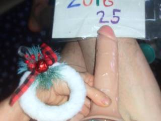 Above & left sided view as I toy play sitting on a bar stool with a messy puddle of colored lube flowing/arriving... TG3 camera was used.