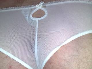 me in the wifes new panties that she wore last night when i fucked her!!