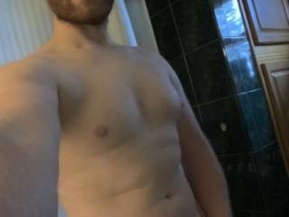Stroking hard cock