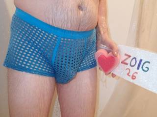 A frontal as I stand wearing my undie during a shower. TG1 camera was used.