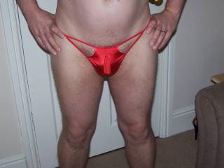 posing in red panties