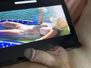 I like one of totally nude on the lake!